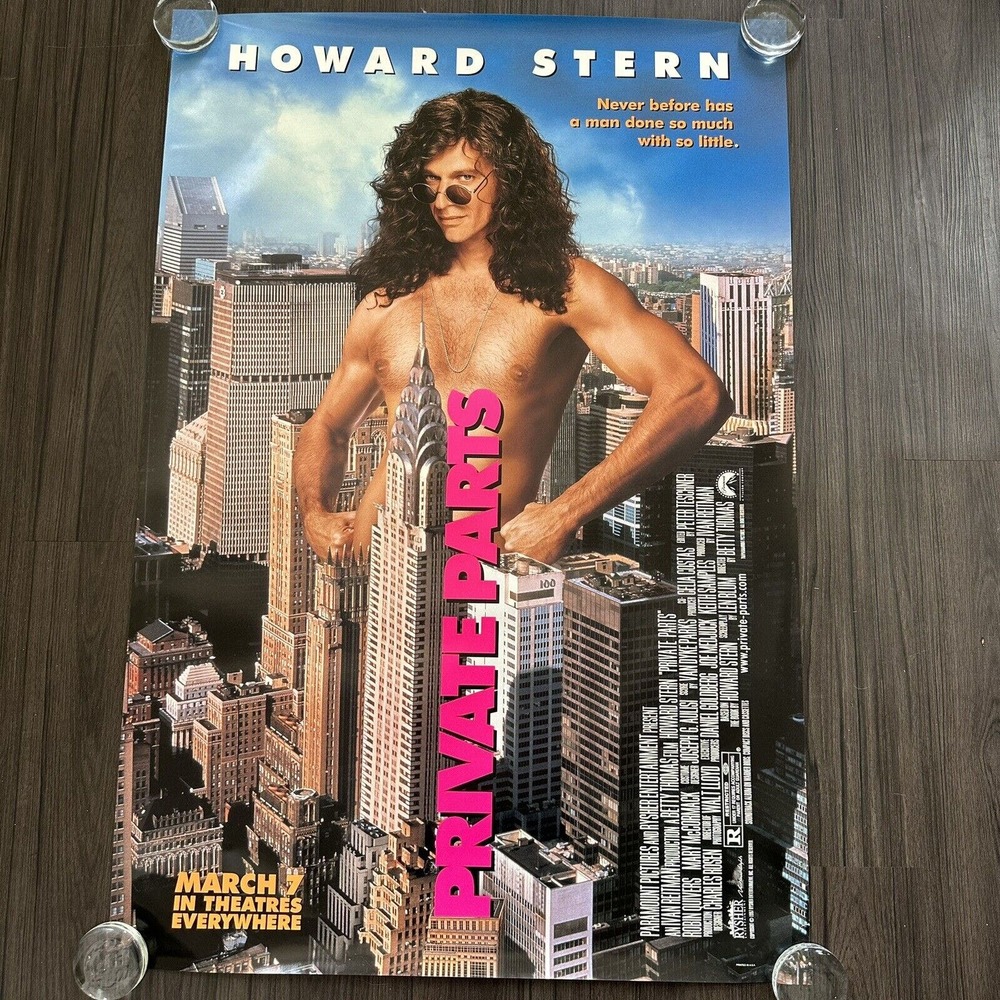 VTG‎ Private Parts Original 1996 Movie Poster Double Sided 27x46” Howard Stern